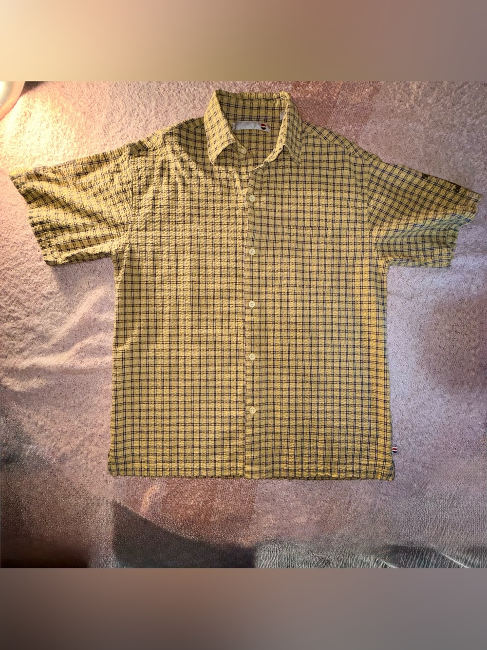 ✨ Rare Vintage 90s Pepsi Seersucker Plaid Button Down ✨ Medium Bowling Golf